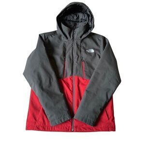 North Face Men’s Snow Jacket size M Windwall Hooded Lined Gray Red
